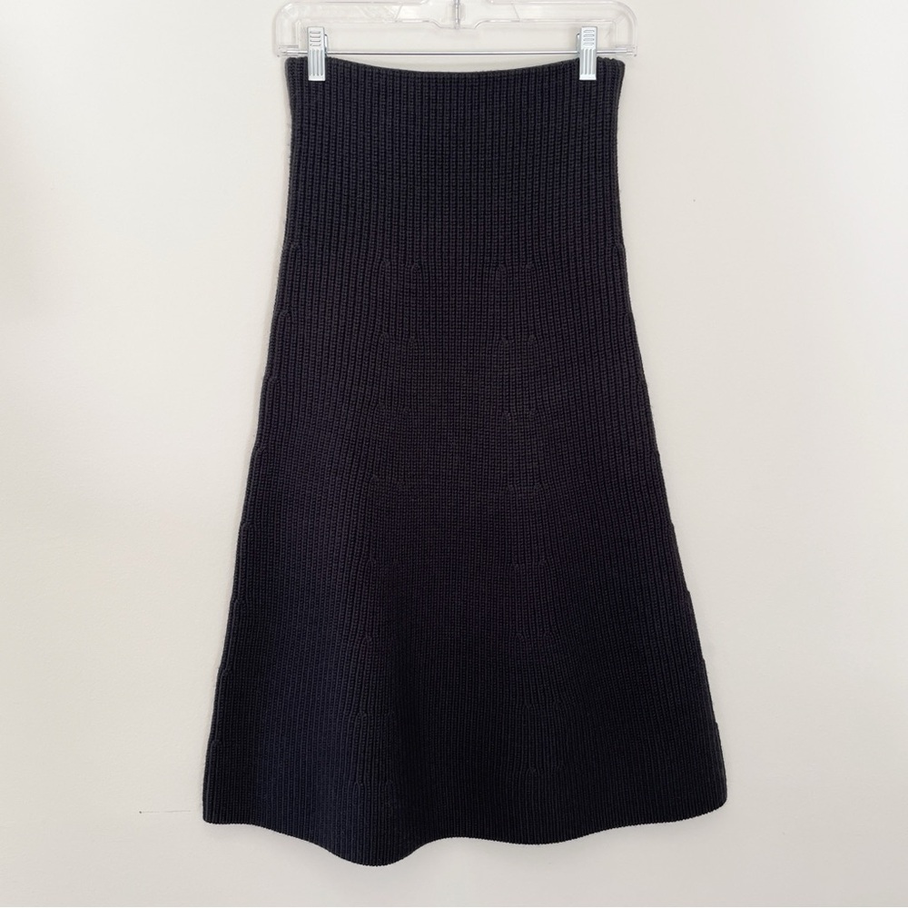 COS Wool Knit Midi Skirt XS Chunky Warm Work Winter Contemporary Natural Black